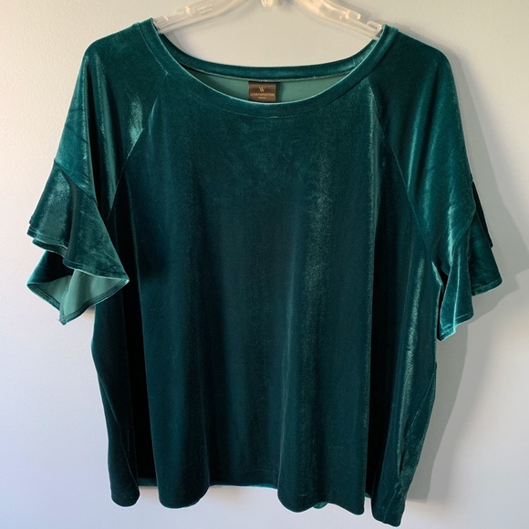 plus size green velvet top